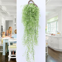 Guirlande de fausses plantes en plastique, fausse fougère, verdure artificielle pour plafond, herbe artificielle murale, plantes suspendues pour Thanksgiving et Noël