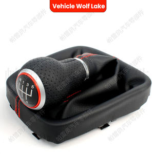 Palanca de Cambios Manual de Cuero para Audi A4 B6 y Volkswagen Golf 5, con Costuras Rojas, Diseño Ergonómico - Product Image 2