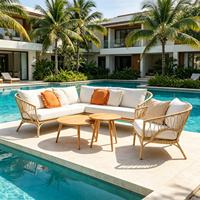 Ensembles modulaires modernes OEM ODM en rotin PE pour patio, résistants aux intempéries avec coussins, pour hôtels, villas, balcons, jardins, parcs, mobilier d'extérieur