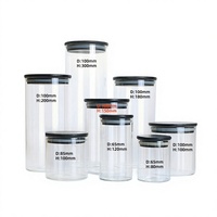 Pot de conservation en verre avec couvercle en bambou noir, design minimaliste moderne, réutilisable, hermétique, pour le stockage des pâtes et des épices