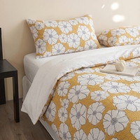 Parure de lit élégante en coton froissé à motifs floraux pour chambre à coucher, hôtel, maison, ensemble de 3 pièces avec housse de couette