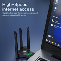 Tarjeta de Red Inalámbrica USB de 1300 Mbps, Adaptador WiFi USB Gigabit de Doble Banda 2.4G/5.8G sin Controladores, con 4 Antenas