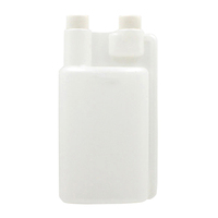 Bouteille en plastique à double chambre à double col pour le dosage et la mesure en HDPE