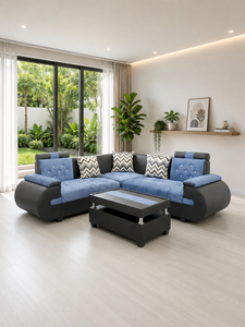 Juego de Sofás Seccionales de Lujo con Mesa, Estructura de Madera Maciza, Espuma de Alta Densidad, Tela Premium para Sala de Estar - Product Image 1