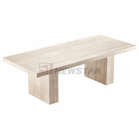 Newstar Meubles de salle à manger modernes Rectangle Pierre Top Base Cube Table à manger en travertin Table à manger en marbre naturel