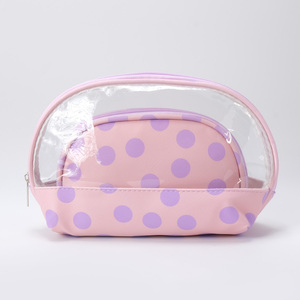 Ensemble de 2 sacs à cosmétiques en PVC RPET personnalisés, coquillage de plage, pochette de maquillage mignonne en PU <span class=keywords><strong>pour</strong></span> <span class=keywords><strong>piscine</strong></span>, trousse de toilette, organisateur - Product Image 1