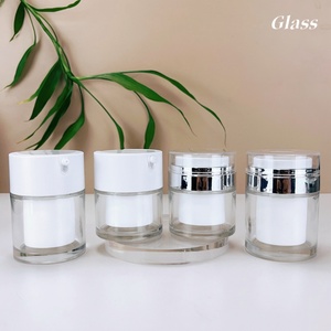 Custom Double Wall Round 50g 80g Glass Skincare Face Cream Container Jar Skincare Glass 50 ml Double Wall Jar with White Cap - Product Image 6