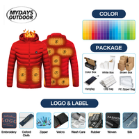 Veste chauffante intelligente Mydays Outdoor unisexe à 9 zones avec charge USB, contrôle de la température, manteau chaud d'hiver pour la randonnée et le camping en plein air