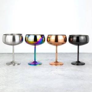 Custom Color Logo 450ml SS304 Stainless Steel Reusable Long Stem Martini Cocktail Wine Glass <b>Bar</b> Metal Champagne Coupe Goblet - Product Image 2