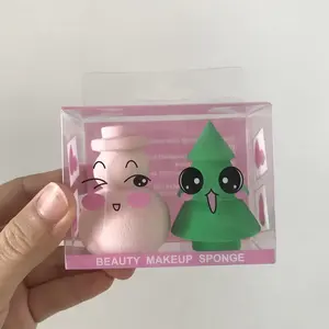 Venta al por mayor árbol de Navidad maquillaje esponja muñeco de nieve mezcla esponja Navidad maquillaje esponja