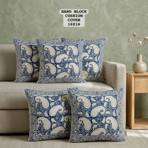 <b>Indian</b> Hand Block Printed Floral Cotton <b>Throw</b> Pillow Cover Square Zipper Washable Customizable Wholesale 600TC PRABHAVA - Product Image 2