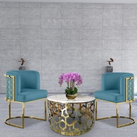 Chaise de salle à manger unique avec découpe laser au dos, chaise de salle à manger rembourrée en velours bleu marine pour restaurant