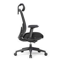 Chaise de bureau ergonomique moderne noire en maille avec support lombaire réglable, accoudoirs 4D réglables et appui-tête pivotant