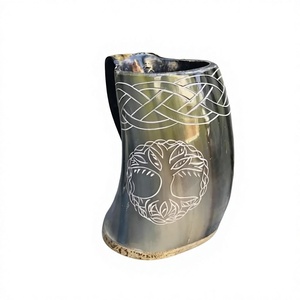 Jarra de Cerveza de Cuerno de Búfalo Natural de Primera Calidad, Pulida a Mano, Impermeable, Estilo Vikingo, Arte Folclórico Moderno, para Bodas y Eventos - Product Image 5