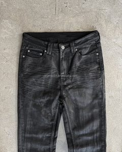 Wholesale Custom Low Rise Black <strong>Skinny</strong> Slim Fit Bootcut Black Bell Bottom Distressed Vintage Wax <strong>Flared</strong> Pant Denim <strong>Jeans</strong> for Men