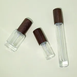 Natural Bamboo Cap Mini Round Bottle Perfume Sample Glass Travel Portable Perfume Bottle 2ml 3ml 5ml Spray Perfume Bottles