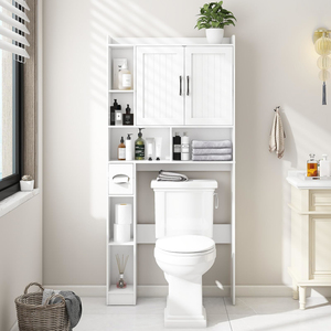 Armoire de rangement au-dessus des toilettes, armoire de rangement de ferme au-dessus des toilettes avec 2 portes de grange et support de porte-<span class=keywords><strong>papier</strong></span> hygiénique - Product Image 5