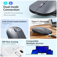 Mouse Gaming Nirkabel Isi Ulang Laser Ergonomis Ultra Tipis Portabel Senyap untuk Tangan Kanan, Laris Terjual