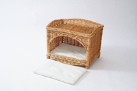 Cama para perros de mimbre y cartón de gran tamaño JY para exteriores, tipo iglú, para apartamento, verano, con soporte, cajas, oso, madera