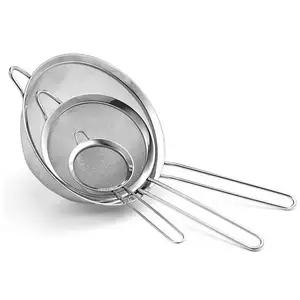 HSFT Premium Quality Fine Mesh Stainless Steel Strainers With Long Handle for Drain and Rinse Vegetables