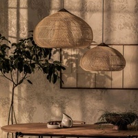 Abat-jour en rotin tressé à la main de style bohème, abat-jour en osier, style industriel moyen, blanc chaud, lustres suspendus au plafond, lampes suspendues