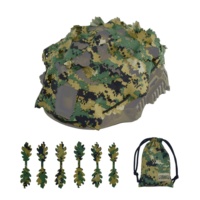 Housse de casque tactique MCTP Tropical Camouflage Bionic, découpe laser irrégulière avec 6 feuilles et pochette de rangement