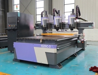 Fresadora CNC de Alta Resistencia de 3 Cabezales y 3 Ejes con Rotatorio, Máquina de Corte de Madera 3D para Tallado de Madera