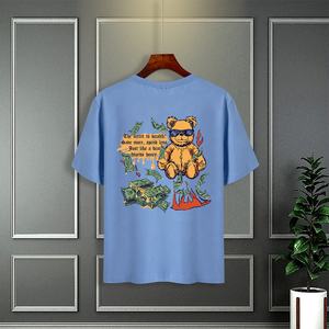 เสื้อยืดคอกลมผู้ชายสไตล์วินเทจเสื้อ100% ผ้าโพลีเอสเตอร์พิมพ์ลายดิจิตอลเสื้อ180ทรงหลวม - Product Image 4