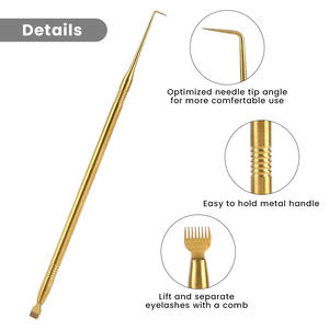 Herramienta de Lifting de Pestañas Dorada de Acero Inoxidable con Peine Pequeño, Herramienta de Separación para Lifting de Pestañas, Instrumentos de Cuidado Personal - Product Image 4