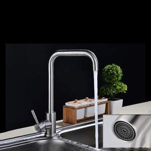 304 Stainless Steel Kitchen Faucet Single <b>Handle</b> 360 Degree Rotate Modern Design Deck Mounted Hot And Cold Water <b>Tap</b> - Product Image 2