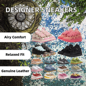 Zapatillas de Moda de Diseñador, de Cuero, Estilo Casual, Color Azul Denim, Blanco y Leopardo, para Hombre y Mujer, Transpirables, con Cordones y Plataforma - Product Image 2