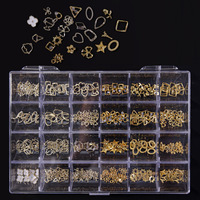 Kit de breloques pour les ongles en métal, 24 grilles, couronne, nœud papillon, strass, fleurs, perles, bijoux, pièces, prix d'usine