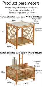 Mây và bàn trà thủy tinh tùy chỉnh Bàn cà phê mây w49d49h30cm đồ nội thất mây trong nhà với bề mặt kính cường lực - Product Image 2