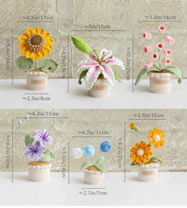 Producto terminado Plantas de maceta de simulación grande Flores tejidas artificiales Hilo de lana eterno simulado Flor de punto - Product Image 5