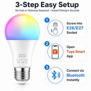 Bombilla LED Inteligente Tuya BLE A60 RGB con Cambio de Color, 9W, E26/E27, 800LM, con Control Remoto RF de 2.4G para Decoración del Hogar, Sala de Estar y Otros Espacios - Product Image 1