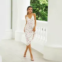 Robe longue pour femme, coupe ajustée, sans col, bretelles spaghetti, élégante, pour l'été