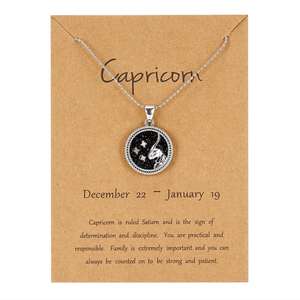 สร้อยคอของขวัญเครื่องรางสำหรับผู้หญิง,สร้อยคอราศี12ดวงสร้อยคอจี้เหรียญเครื่องประดับชุบเงินสำหรับกลางวัน - Product Image 5