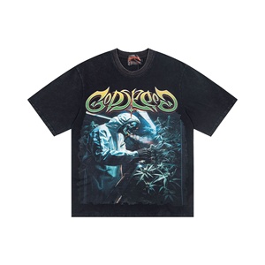 Abbigliamento Streetwear Godspeed, Nuovo Stile Ispirato all'America, Hip-hop, 100% Cotone, Vintage Lavato, Casual con Stampe Cartoon - Product Image 5