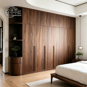 <span class=keywords><strong>Armario</strong></span> Minimalista de Madera de Nogal Negro con Esquinas Curvas, <span class=keywords><strong>Armario</strong></span> Personalizado de Madera Sólida para Dormitorio Principal, Muebles para Toda la Casa - Product Image 1