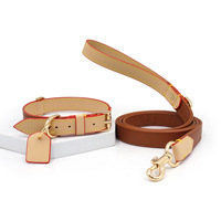 Colliers et laisses pour chiens et chats en cuir de luxe avec logo personnalisé, accessoires de créateur, vente en gros