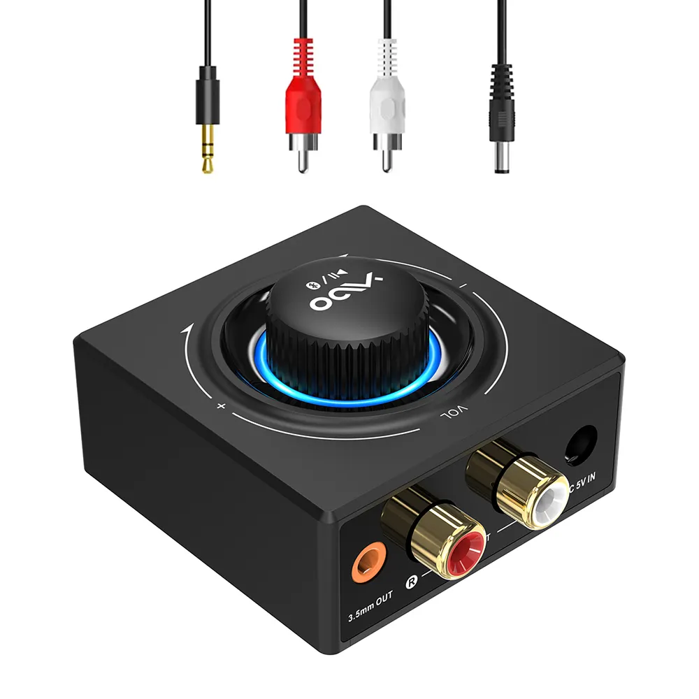 B06T3 YMOO Bluetooth 5.2 Receptor Sem Fio HiFi Estéreo para Alto-Falante/Estéreo Mais Velho 100ft Longo Alcance Sem Fio, RCA 3.5mm Jack aux