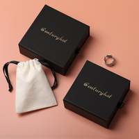 Ensemble de colliers coulissants en coton pour femmes, petite feuille d'or, Rectangle, bon marché, boîte à bijoux en papier et en carton, vente en gros