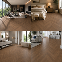 Revêtement de sol SPC en plastique imitation bois, à clipser, anti-taches, à chevrons, pour appartement, qualité supérieure, lignes de production vérifiées