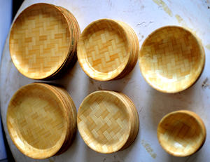 Fabricant de bols à vaisselle en bois de bambou fournitures de vaisselle de restaurant et d'hôtel de haute qualité salade bambou ensemble assiette - Product Image 3