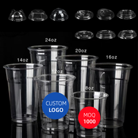 Gobelets en plastique transparent avec couvercles et pailles, parfaits pour les smoothies, le café, les jus – Gobelets jetables pour fêtes et plats à emporter
