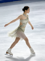 Robe de patinage artistique à dégradé gris doré clair, asymétrique à une épaule, avec découpes, dos ouvert, ornée de paillettes et de strass, pour filles et femmes