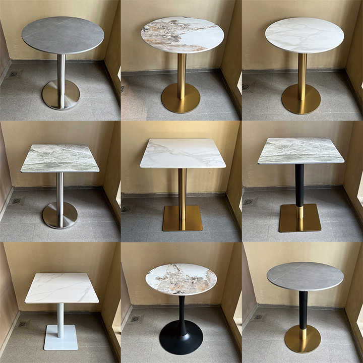 Modern Glass Marble Rock Dining Table Set Gold Stainless Steel Base ...