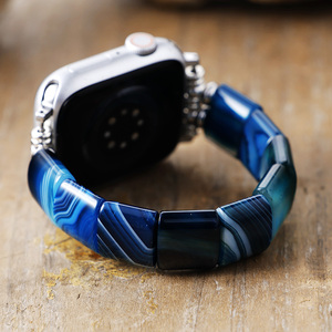 Bracelet de montre élastique en onyx de luxe pour <span class=keywords><strong>Apple</strong></span> <span class=keywords><strong>Watch</strong></span> Series 8-11, boucle ardillon, design respirant, 42mm/46mm - Product Image 1