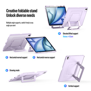 Full-Cover Tablet Case for iPad Air 13 (2024/2025/2026) Transparent Matte Tablet Case with Adjustable Aluminum Alloy <b>Stand</b> - Product Image 1