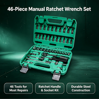 Jeu d'outils à cliquet Bayley 46 pièces, 72 dents, embout 1/4 pouce, acier haute teneur en carbone, douilles multi-tailles avec poignée antidérapante et coffret rigide